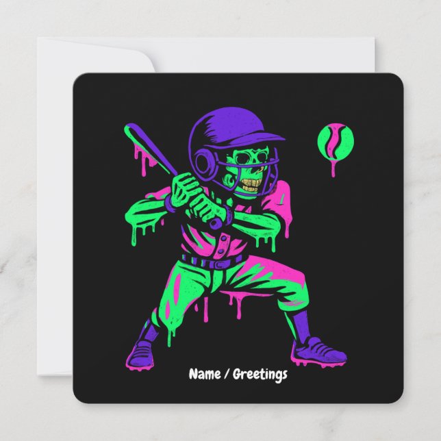 Convites Esqueleto Engraçado Rebatendo Sorvete Derramando n (Frente)