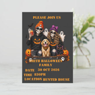 Convites Esqueleto Personalizado de Halloween Fique Assusta