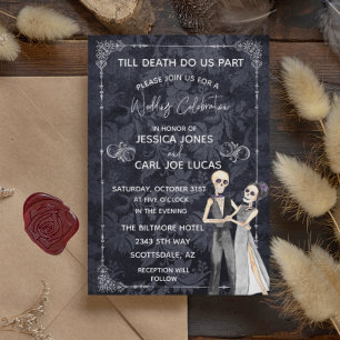 Convites Esqueletos de Casamento de Halloween Até que a Mor