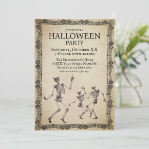 Convites Esqueletos Engraçados Dançando Festa de Halloween 