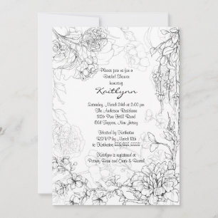 Convites Esquema Floral no Chá de panela Branco