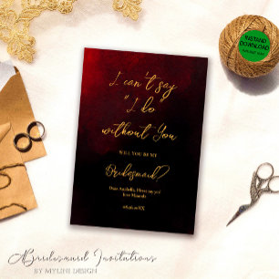 Convites Esquerda Dourada Elegante, Vermelha e Negra