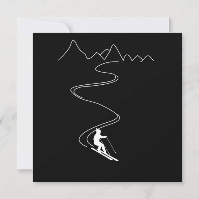 Convites Esqui Minimalista Nas Montanhas (Frente)