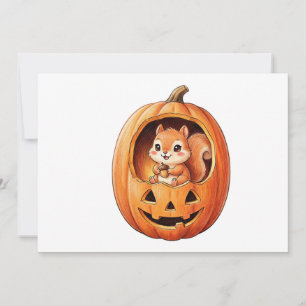 Convites Esquilo Fofo dentro da Abóbora de Halloween Jack o