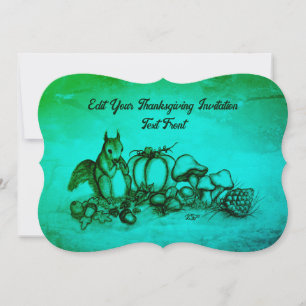 Convites Esquilo no Outono, Feliz Dia de Ação de Graças!