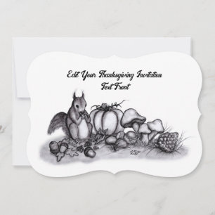 Convites Esquilo no Outono, Feliz Dia de Ação de Graças!