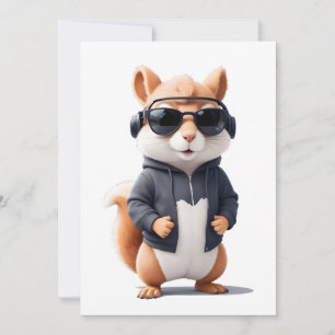 Convites Esquilo Vestindo Hoodie Engraçado Vetor Animal Leg