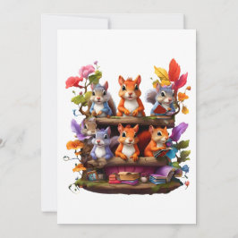 Convites Esquilos Em Uma Estante De Madeira