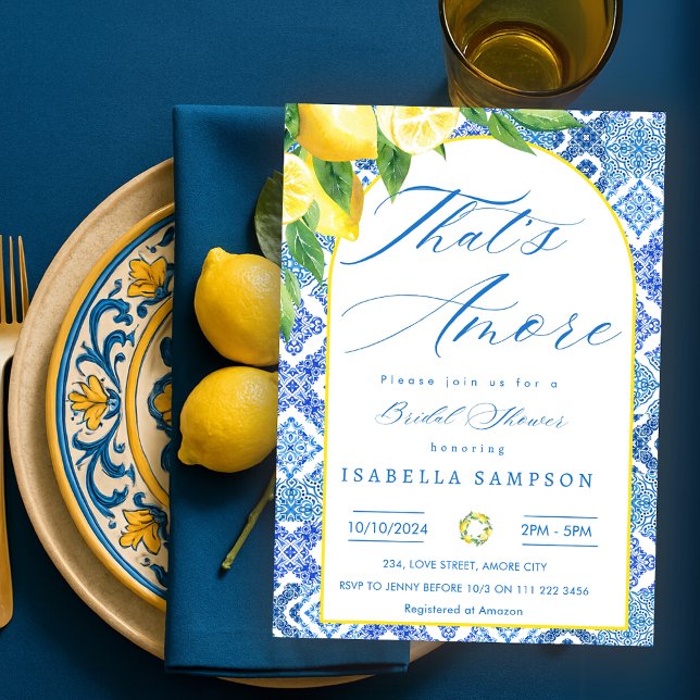 Convites Esse é o Chá de panela Amore italiano (That's Amore Italian Bridal Shower Invitation)