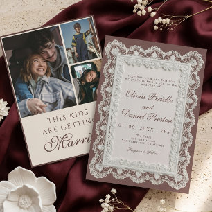 Convites Esta Criança Está Casando Foto de Noiva com Renda