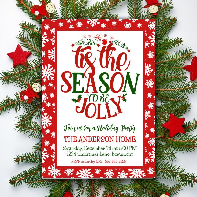 Convites Esta É A Época De Ser A Festa De Natal Feliz (Tis The Season To Be Jolly Festive Christmas Party Invitation)