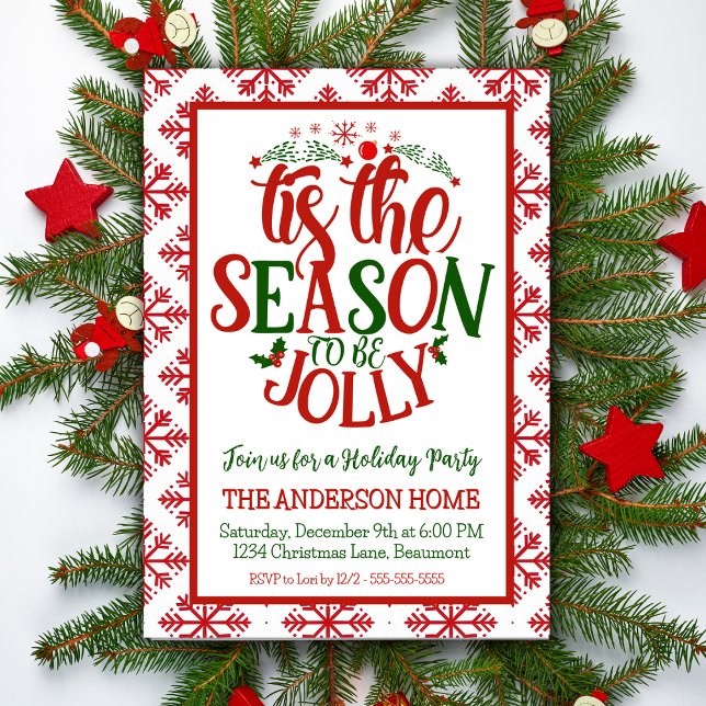 Convites Esta É A Época De Ser A Festa De Natal Jolly (Tis The Season To Be Jolly Christmas Party Invitation)