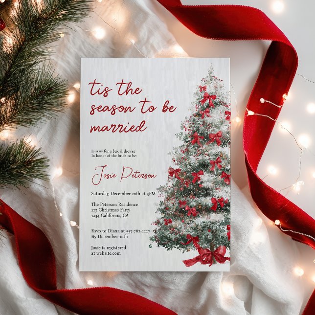 Convites Esta é a estação a ser casada com o Chá de panela  (Tis The Season to Be Married Winter Bridal Shower Invitation)
