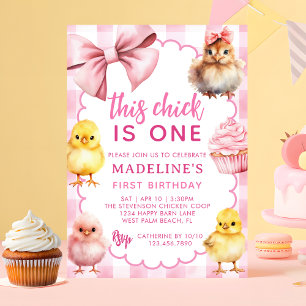 Convites Esta Galinha é uma Galinha Rosa Festa de 1º Aniver