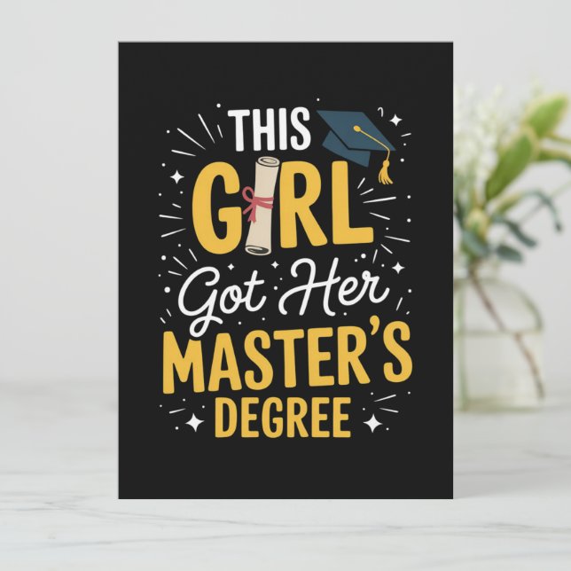 Convites Esta Garota Conquistou Seu Diploma de Mestrado Gra (Em pé/Frente)