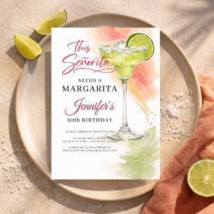 Convites Esta Señorita Precisa uma Margarita 60º Festa