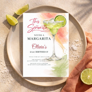 Convites Esta Señorita Precisa uma Margarita Aniversário de