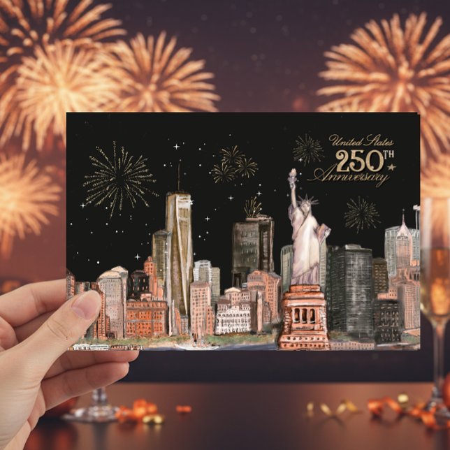 Convites Estados Unidos 250º aniversário NYC Orange Glow (United States 250th Anniversary NYC Orange Glow Invitation)