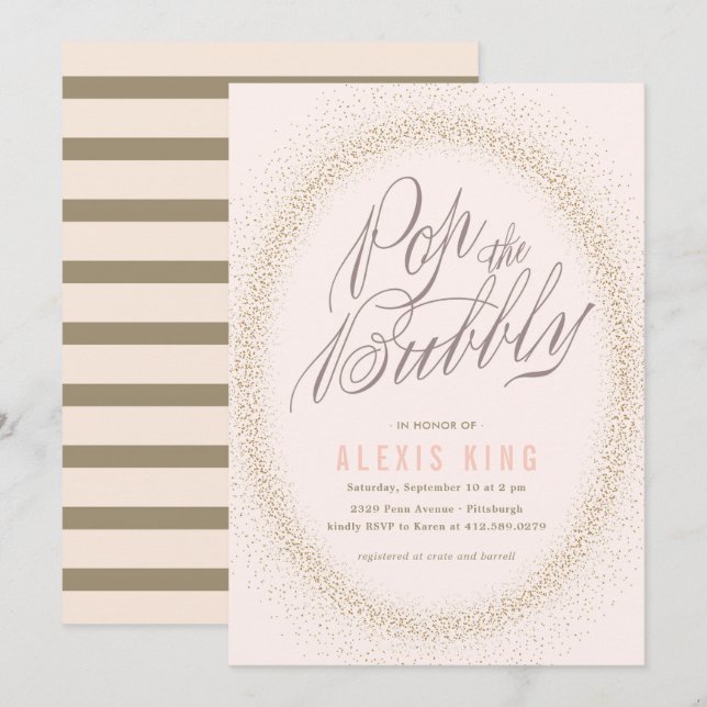 Convites Estale o chá de panela borbulhante dos confetes (Frente/Verso)