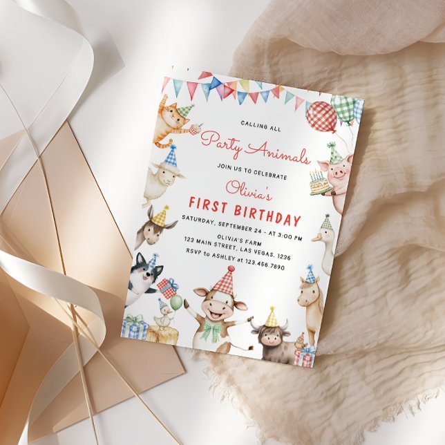 Convites Estaleiro de Festa de aniversário de Animais de Cr (Criador carregado)