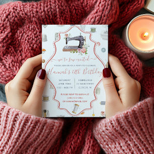 Convites Estamos animados! Festa de aniversário de costura