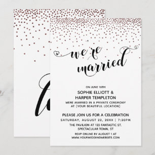 Convites Estamos Casados Script Confetes Rosa Dourado Recep