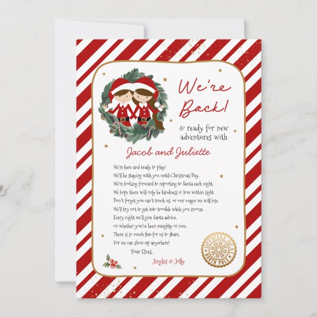Convites Estamos de Volta Carta do Elfo (Frente)