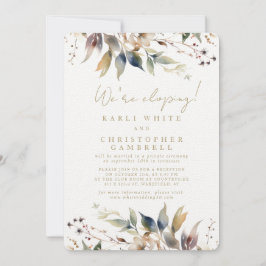 Convites Estamos Elopando Recepção Pintada de Folhas de Out