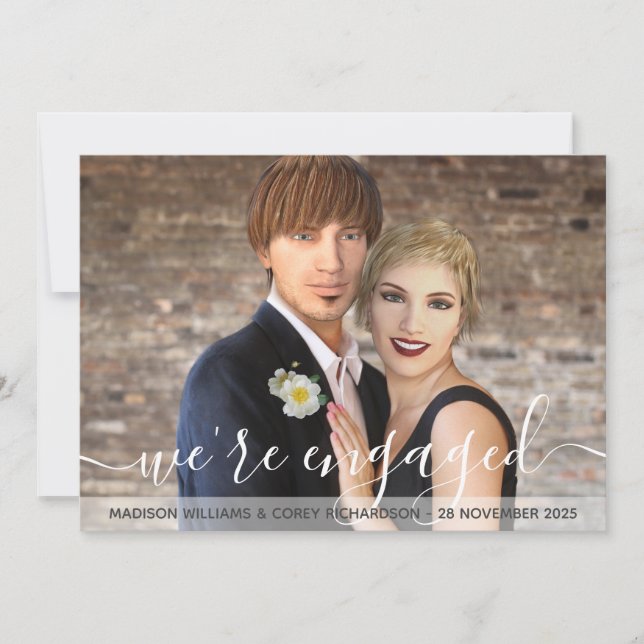 Convites Estamos envolvidos na tipografia, seu Noivado foto (Frente)