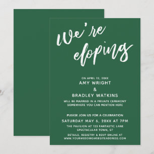 Convites Estamos Fugando Script de Letra à Mão Verde Folha 