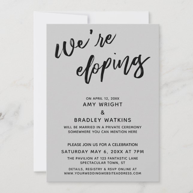 Convites Estamos Fugindo de Casamento de Forma Simples Mode (Frente)