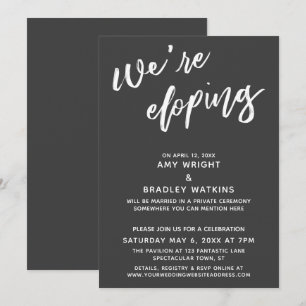 Convites Estamos Fugindo Escrito à Mão Cinza Escuro Simples