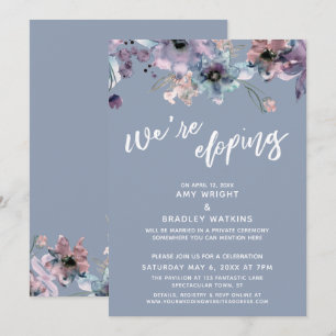 Convites Estamos Fugindo Roteiro Flores Aquarela Azul Poeir