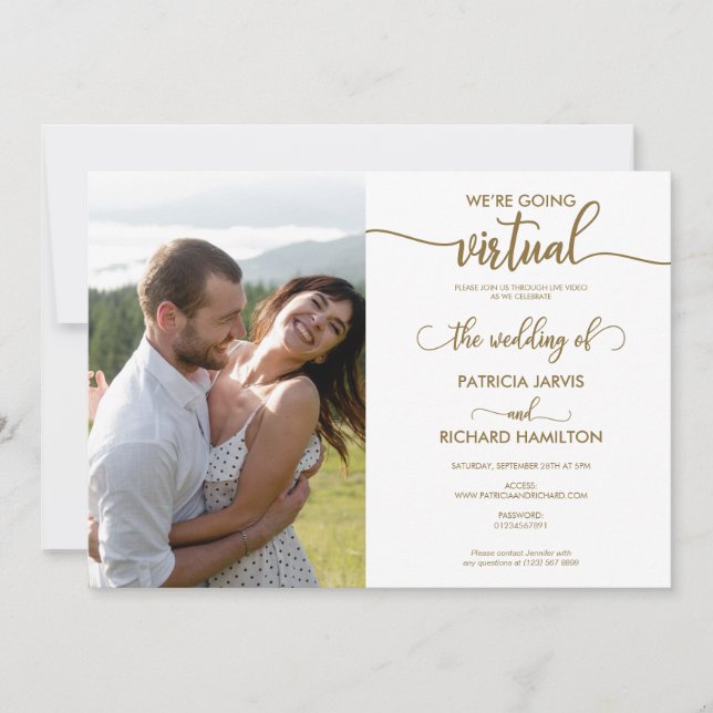 Convites Estamos Indo para um Casamento Virtual com Distanc (Frente)