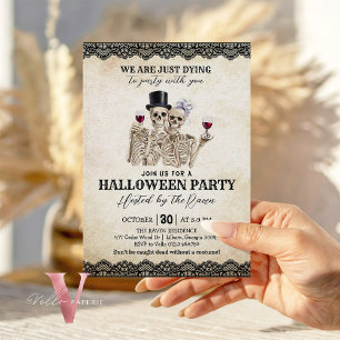 Convites Estamos Morrendo para a Festa Jantar de Halloween