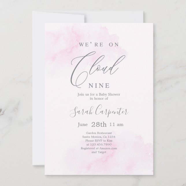 Convites Estamos na Garota Chá de fraldas Cloud 9 (Frente)