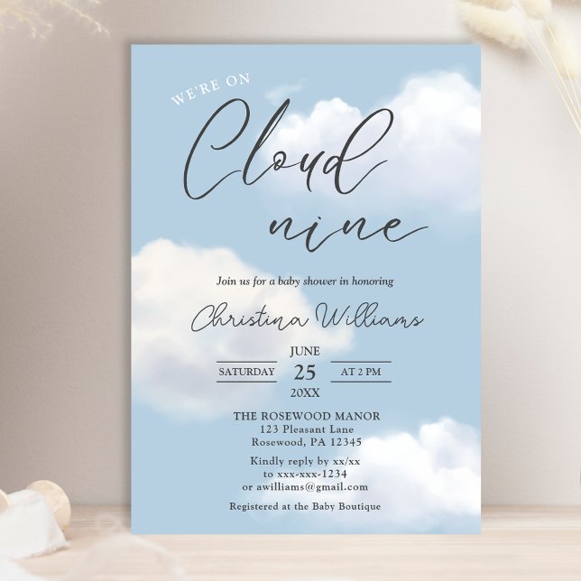 Convites Estamos no Cloud 9 Blue Boy Baby Shower (Criador carregado)