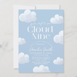 Convites Estamos no Cloud Nine Modern Blue Cloud Chá de fra