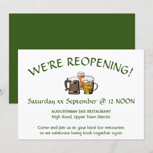 Convites ESTAMOS REABRINDO! GREEN Personalizável do Restau