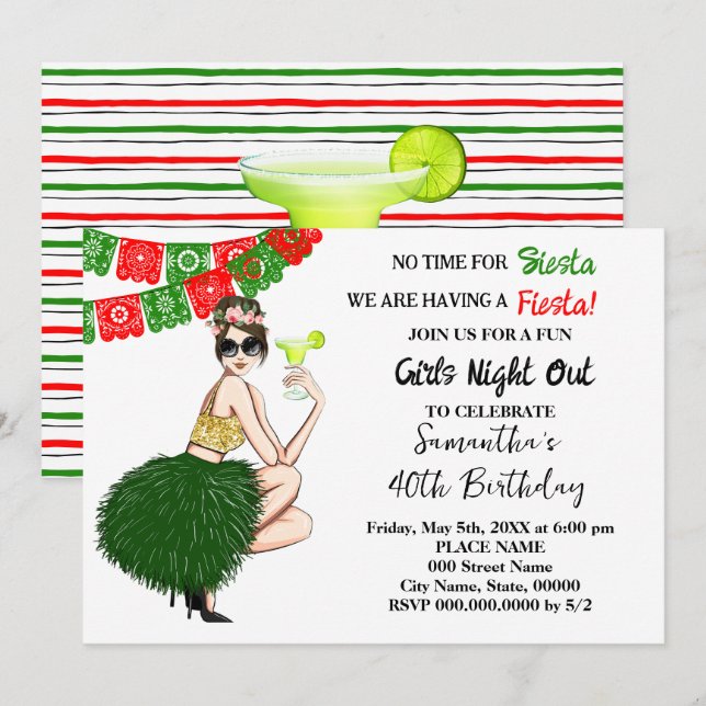 Convites Estamos tendo um aniversário de fiesta (Frente/Verso)