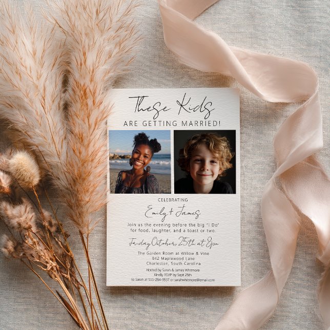 Convites Estas Crianças Estão Se Casando Em Janto De Ensaio (These Kids Are Getting Married Rehearsal Dinner Invitation)