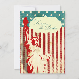 Convites Estátua da Liberdade e Bandeira Casamento Salvar a
