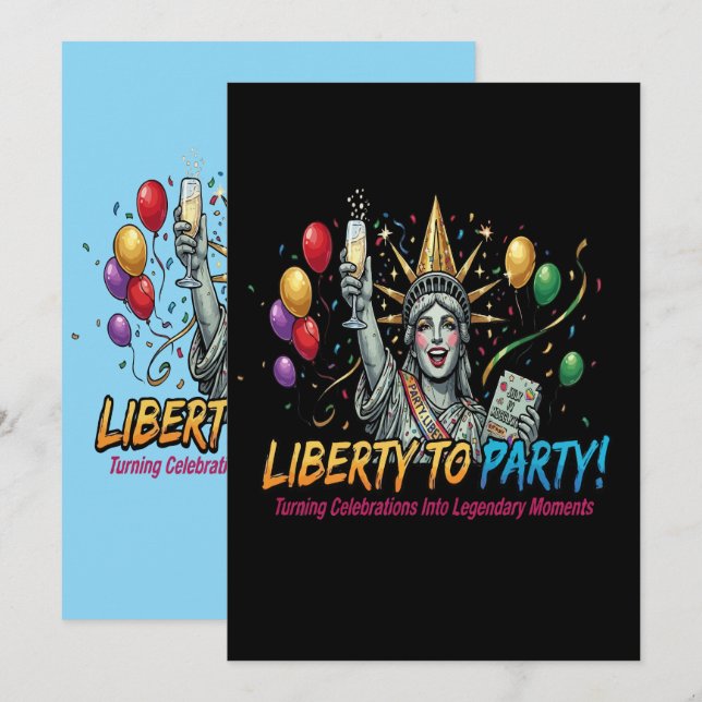 Convites Estátua da Liberdade para Festa de Celebração  (Frente/Verso)