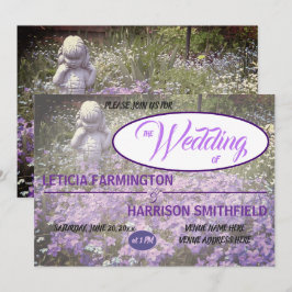 Convites Estátua feminina com phlox violeta azul esquecendo