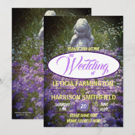 Convites Estátua feminina com phlox violeta azul esquecendo