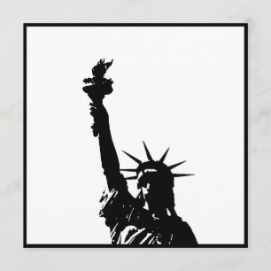 Convites Estátua Preta e Branca de Silhuette Liberty Convi