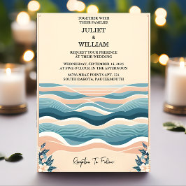 Convites Este Casamento de Destino de Praia do Oceano de Ve