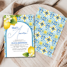 Convites Este é Amore italiano Lemon Blue Azulejo Chá de pa