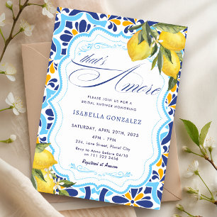 Convites Este é o Chá de panela Amore italiano Majolica Azu