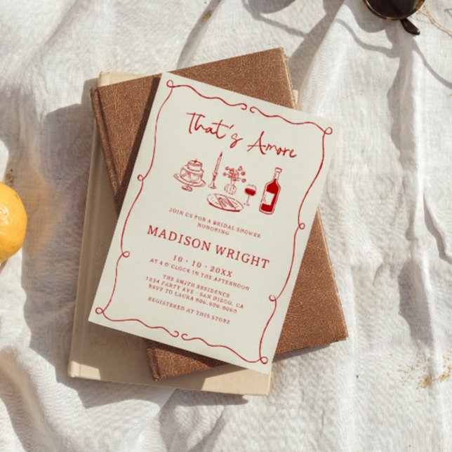 Convites Este é um Chá de panela Desenhado de Mão Vermelha  (Criador carregado)